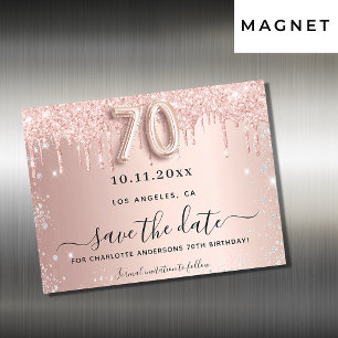 Glitzer der Rose zum 70. Geburtstag speichern den  Magnetkarte