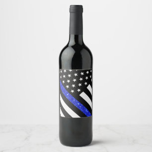 Glitzer der Thin Blue Line Weinetikett