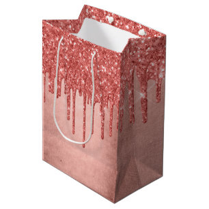 Glitzer der Zapfwelle Terra Cotta Coral Orange Mittlere Geschenktüte