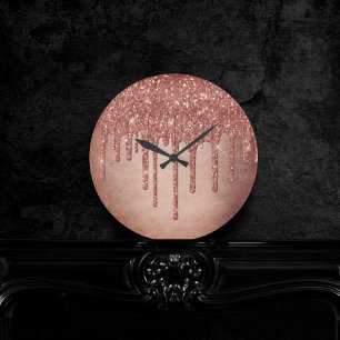 Glitzer der Zapfwelle Terra Cotta Coral Orange Runde Wanduhr