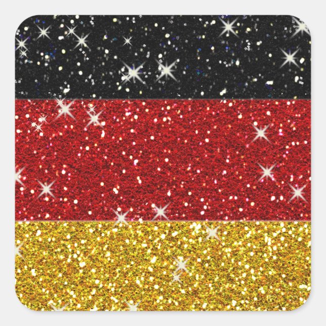 Glitzer Deutschland Flagge mit Glitzern Quadratischer Aufkleber (Vorderseite)