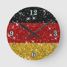 Glitzer Deutschland Flagge mit Glitzern Runde Wanduhr