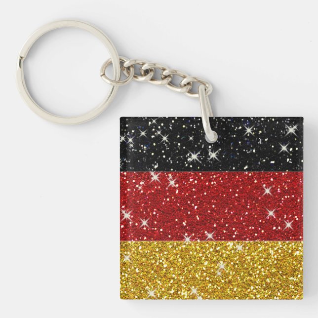 Glitzer Deutschland Flagge mit Glitzern Schlüsselanhänger (Vorderseite)