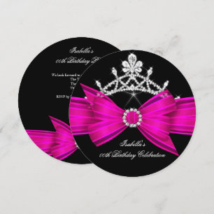 Glitzer-Diadem Hot Pink Diamant-Bogen Geburtstagsf Einladung