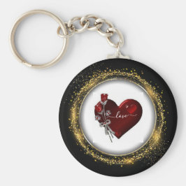 Glitzer Diamond und Gold Valentine Heart Keychain Schlüsselanhänger