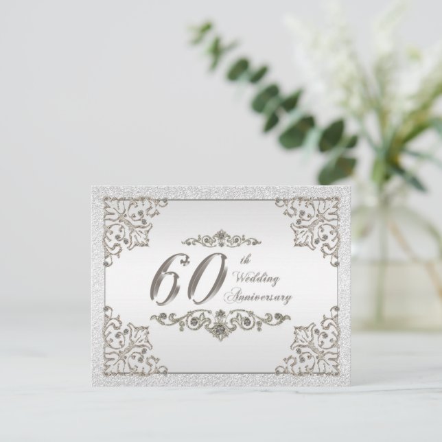 Glitzer Diamond zum 60. Hochzeitstag Einladung (Stehend Vorderseite)