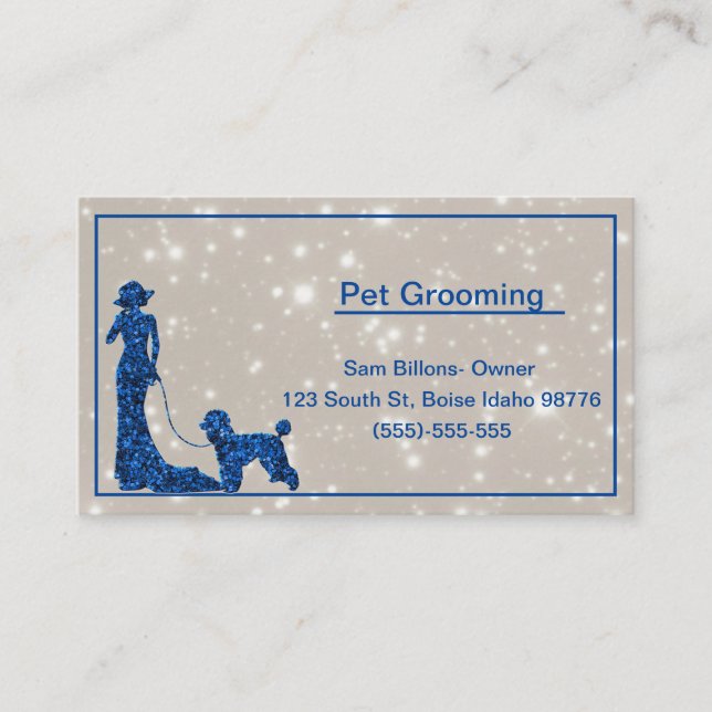 Glitzer Dog Grooming Business Card Visitenkarte (Vorderseite)