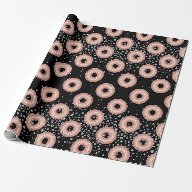 Glitzer Donut Confetti Pattern Geschenkpapier (Ungerollt)