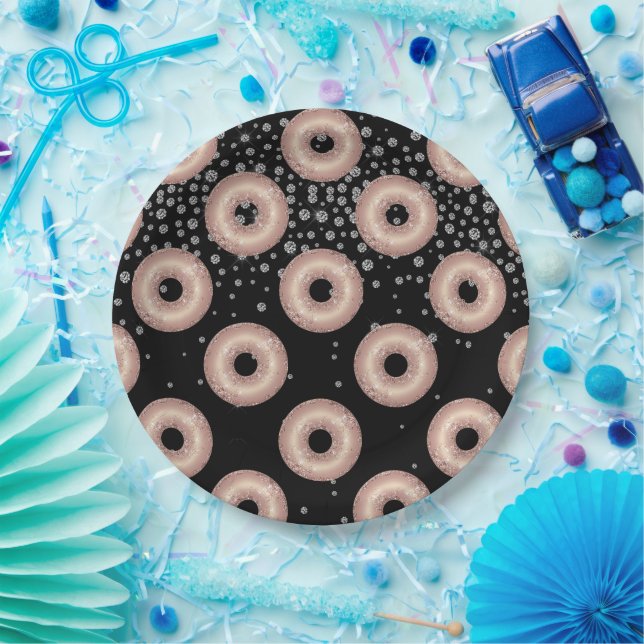 Glitzer Donut Confetti Pattern Pappteller (Party)