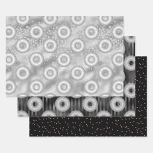 Glitzer Donut Pattern Geschenkpapier Set