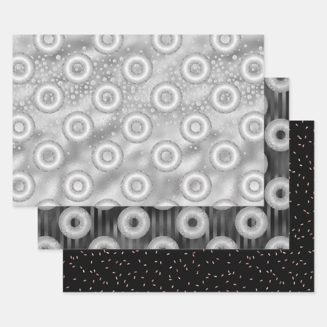 Glitzer Donut Pattern Geschenkpapier Set (Set)