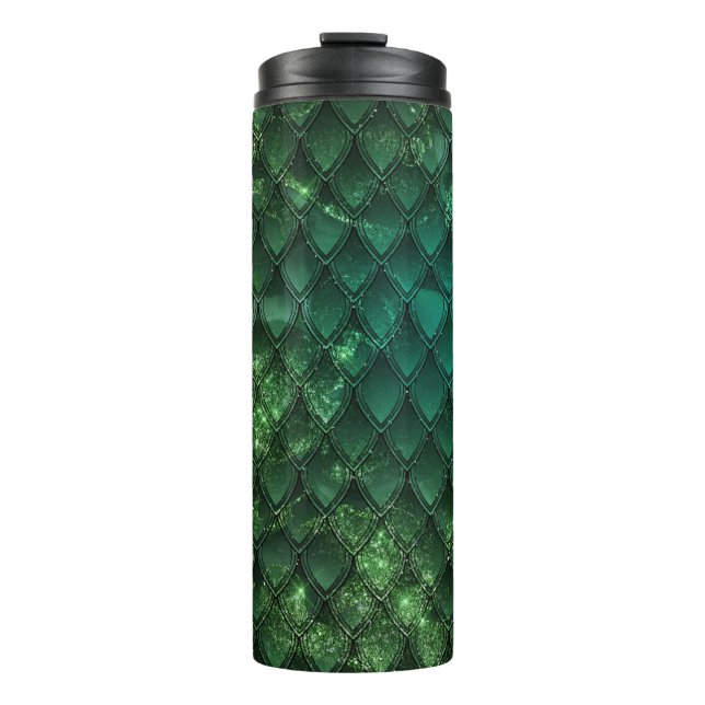 Glitzer-Drachen-Schuppen-Muster Thermosbecher (Vorderseite)