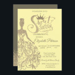 Glitzer Dress Girl Tiara, Gold Diamonds Sweet 16 Einladung<br><div class="desc">Gold Glitzer Tiara,  Kleid und Diamanten Sweet 16 Geburtstagsfeier Einladung.</div>