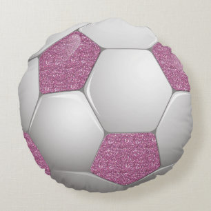 Glitzer-Effekt des Ball Pink-Fußballs Rundes Kissen