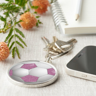 Glitzer-Effekt des Ball Pink-Fußballs Schlüsselanhänger