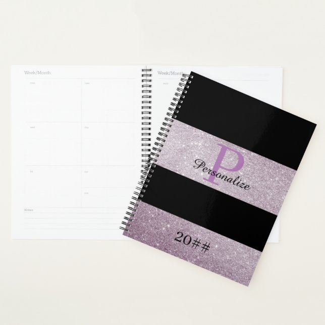 Glitzer-Effekt Moderne Monogramm-Skripte Personali Planer (Anzeige)