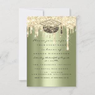 Glitzer-Effekt Tropfen Graduate Party Minze grün Einladung