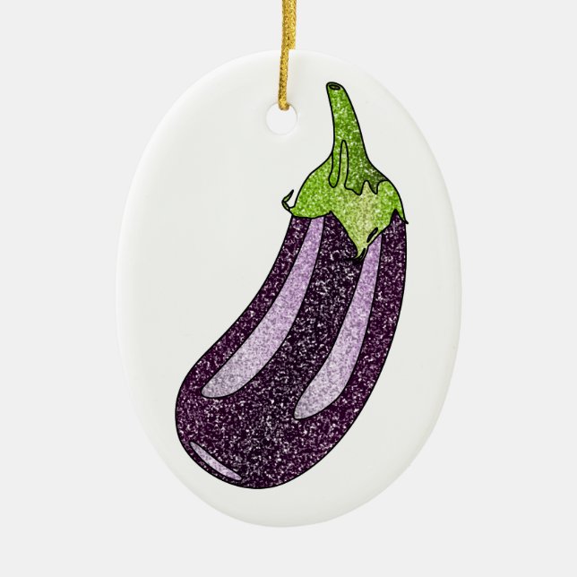 Glitzer Eggplant Keramik Ornament (Vorne)