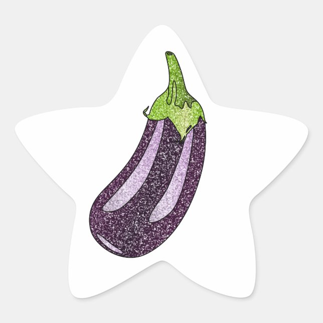 Glitzer Eggplant Stern-Aufkleber (Vorderseite)