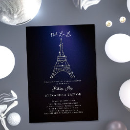 Glitzer Eiffel Paris Minimales Lila Brautparty Einladung