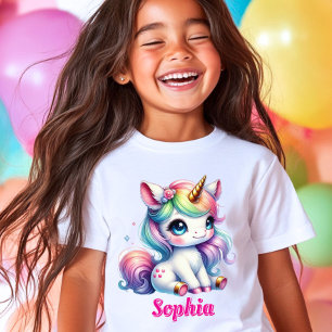 Glitzer Einhorn magischer Stern Mädchen T-Shirt