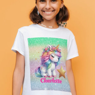 Glitzer Einhorn magischer Stern  T-Shirt