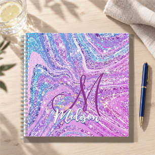 Glitzer Einhorn Regenbogen Mädchen Marmor Kunst  Notizbuch