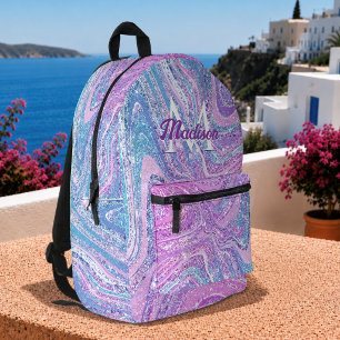 Glitzer Einhorn Regenbogen Mädchenmarmor Kunst Bedruckter Rucksack