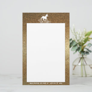 Glitzer Einhorn und Sterne   Gold Stationery Briefpapier