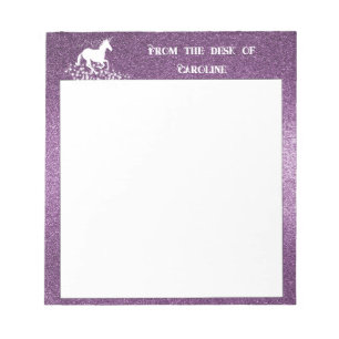 Glitzer Einhorn und Sterne Magenta Notepad Notizblock