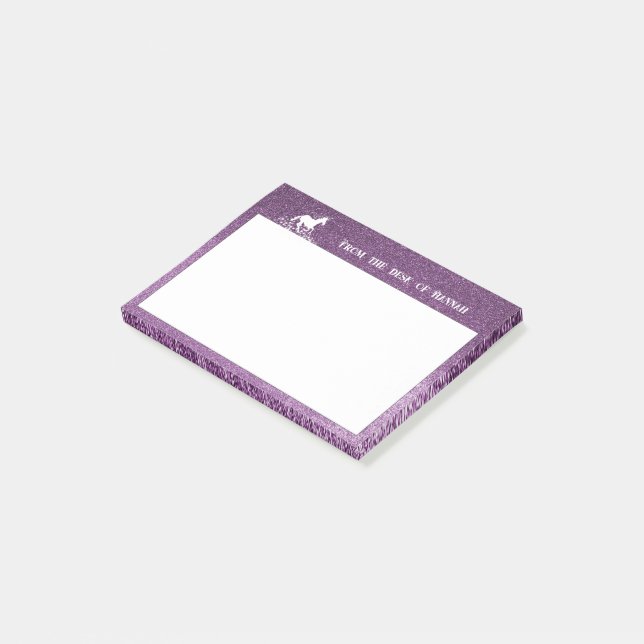 Glitzer Einhorn und Sterne | Magenta Notes Post-it Klebezettel (angewinkelt)