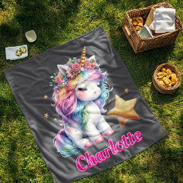 Glitzer Einhorn Zaubersternkohle Fleece leer