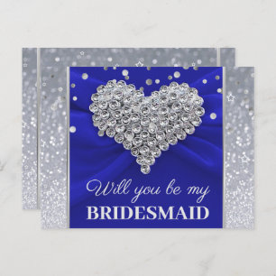 Glitzer Eleganblau wirst du meine Bridesmaid sein Postkarte