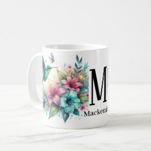 Glitzer Elegant Hummingbird Monogram Kaffeetasse