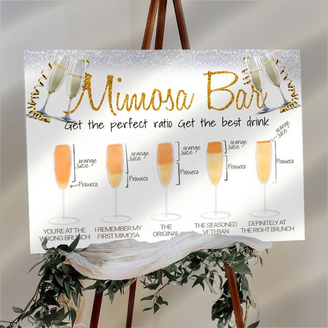 Glitzer Elegant Mimosa Bar Bridal Brunch Zeichen Poster (Von Creator hochgeladen)
