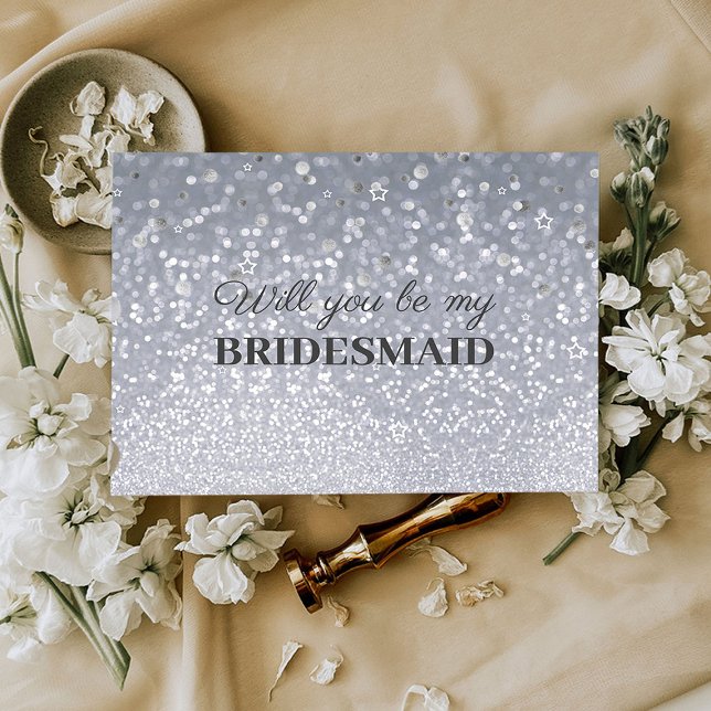 Glitzer Elegant werden Sie meine Bridesmaid-Postka Postkarte (Von Creator hochgeladen)