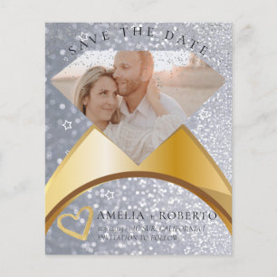 Glitzer Eleganter Ring Save the Date Fotokarte Flyer