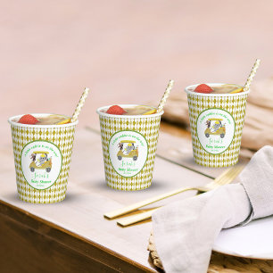 Glitzer Elephant & Monkey Golf Baby Dusche Rückfah Pappbecher