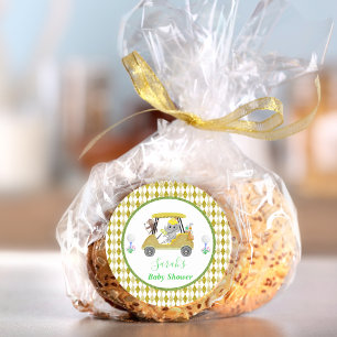 Glitzer Elephant & Monkey Golf Baby Dusche Rückfah Runder Aufkleber