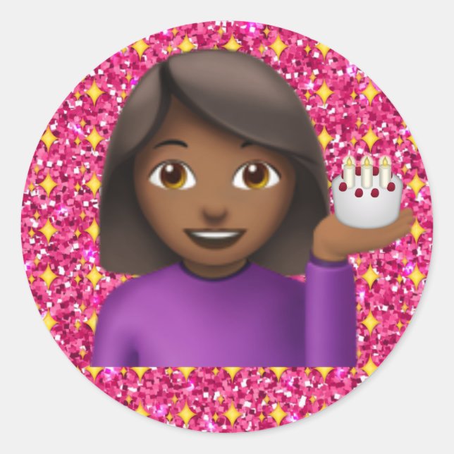 Glitzer Emoji Girl Sticker (Vorderseite)