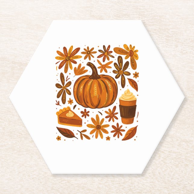 Glitzer Fall Floral Pumpkin Thankgiving Untersetzer (Vorderseite)