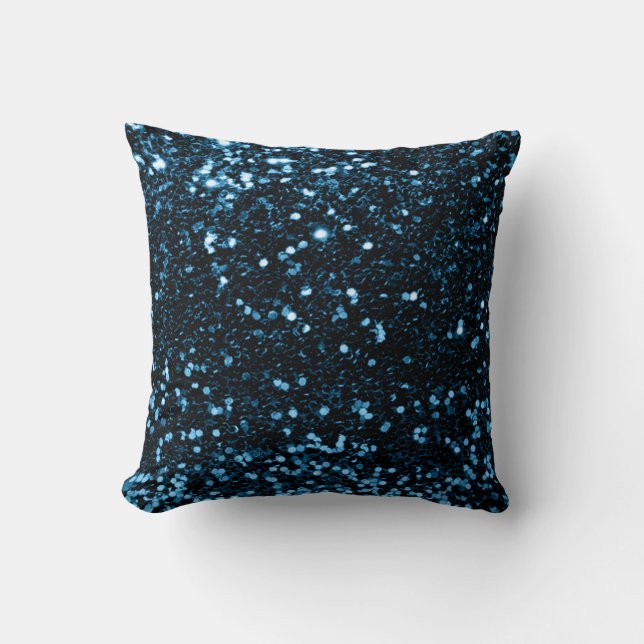 Glitzer Fashion Sequin White Blue Navy Glam Minima Kissen (Vorderseite)
