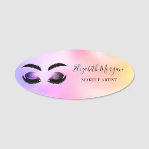 Glitzer-Faux-Wimpern, holografisch irisierend Namensschild