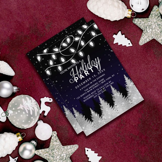 Glitzer-Feiertag mit weißer Lichter Einladung (Von Creator hochgeladen)