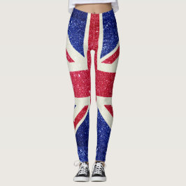 Glitzer Flag UK London Britisch stilvolle Mode Leggings