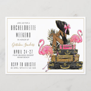 Glitzer Flamingo Junggeselinnen-Abschied Weekend Einladung