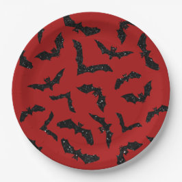 Glitzer-Fledermäuse Halloween Pappteller