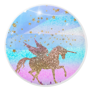 Glitzer Fliegen Einhorn Magische Sparkle Fantasy Keramikknauf