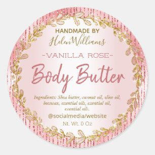 Glitzer Foil Lines Rose Gold Body Butter Labels Runder Aufkleber