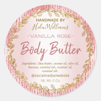 Glitzer Foil Lines Rose Gold Body Butter Labels Runder Aufkleber